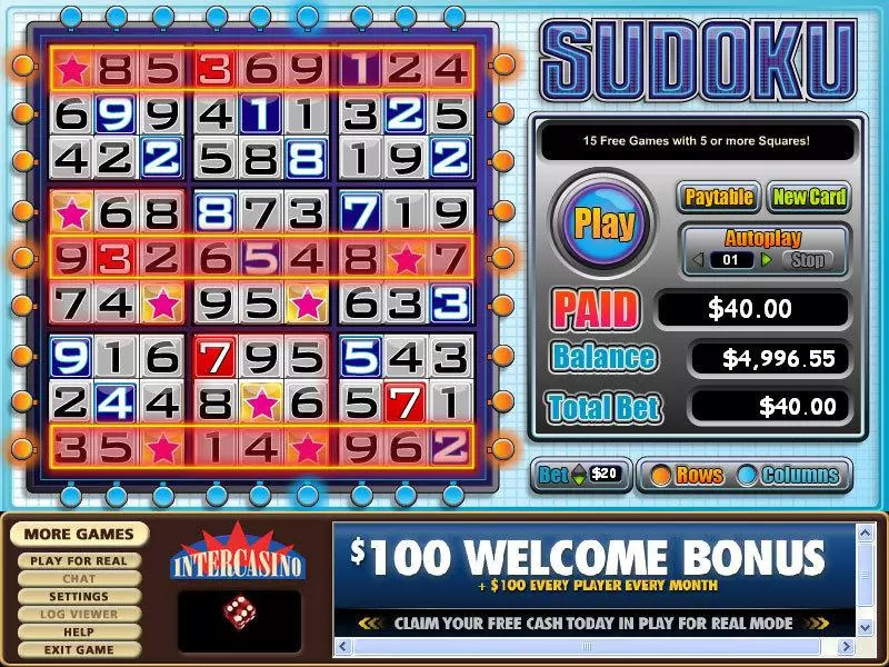 Sudoku Fun Slot Game made by CryptoLogic with 9 Reel and 9 Line