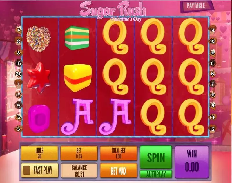 Sugar Rush Valentine's Day Fun Slot Game made by Topgame with 5 Reel and 20 Line
