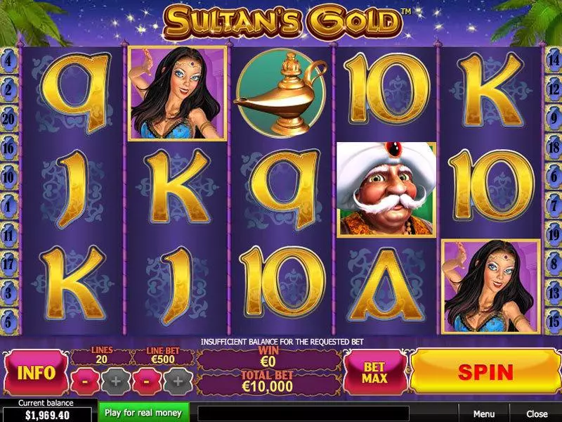 Sultan's Gold Fun Slot Game made by PlayTech with 5 Reel and 20 Line