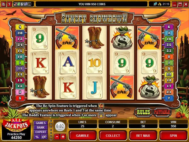 Sunset Showdown Fun Slot Game made by Microgaming with 5 Reel and 25 Line