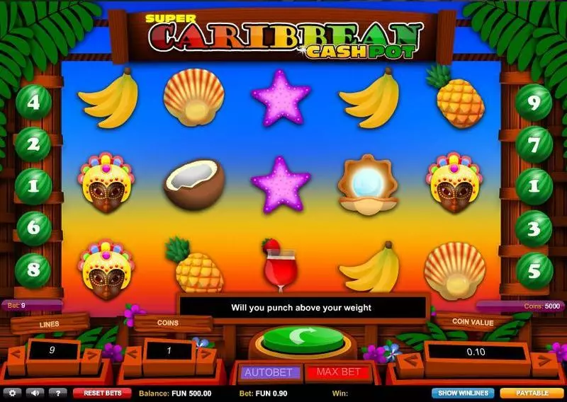Super Caribbean Cashpot Fun Slot Game made by 1x2 Gaming with 5 Reel and 9 Line