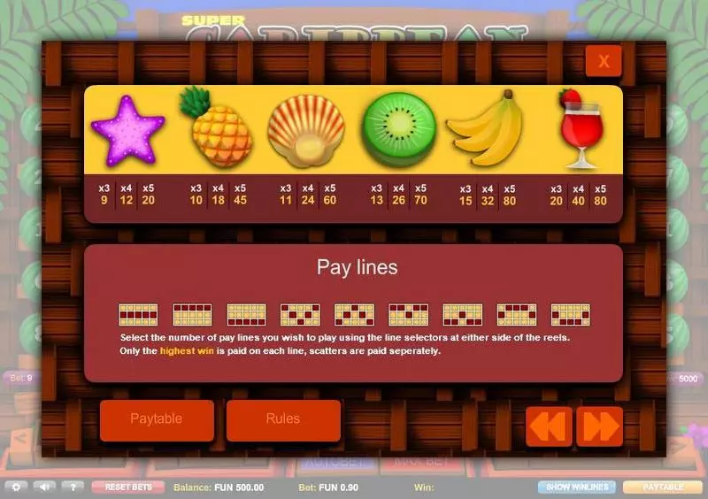 Super Caribbean Cashpot Fun Slot Game made by 1x2 Gaming with 5 Reel and 9 Line