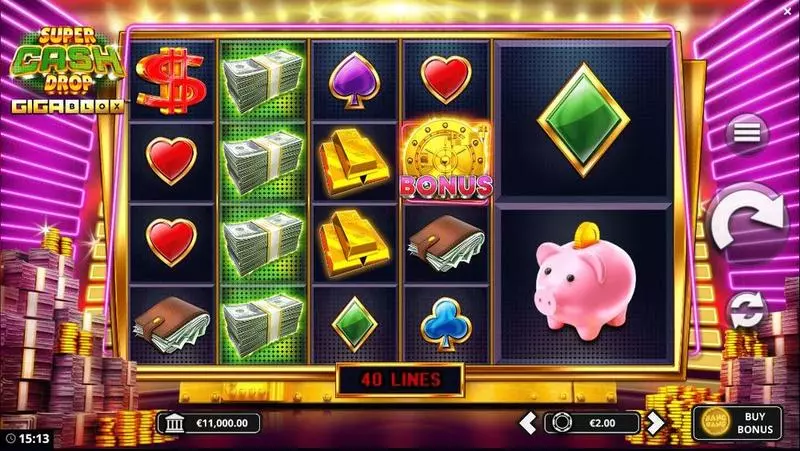 Super Cash Drop Gigablox Fun Slot Game made by Bang Bang Games with 5 Reel and 40 Line