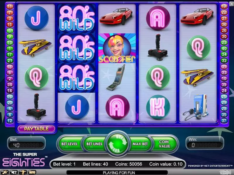 Super Eighties Fun Slot Game made by NetEnt with 5 Reel and 40 Line