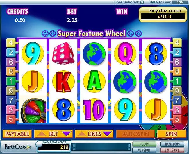 Super Fortune Wheel Fun Slot Game made by bwin.party with 5 Reel and 9 Line