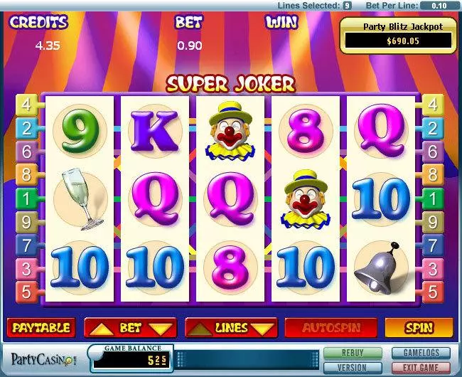 Super Joker Fun Slot Game made by bwin.party with 5 Reel and 9 Line