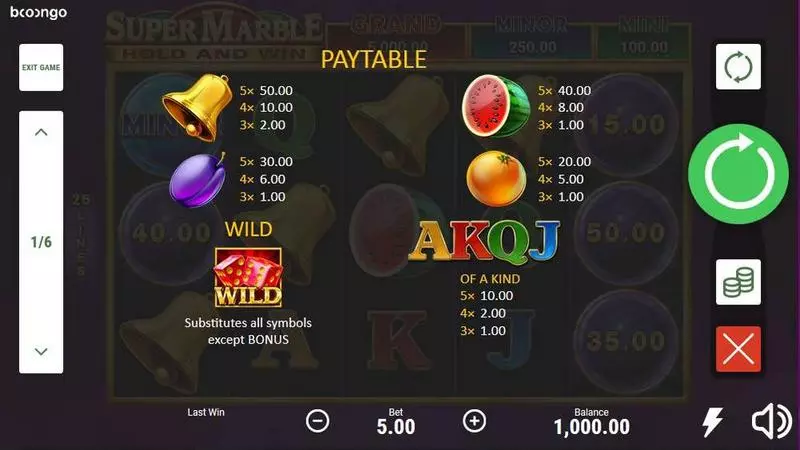 Super Marble Fun Slot Game made by Booongo with 5 Reel and 25 Line
