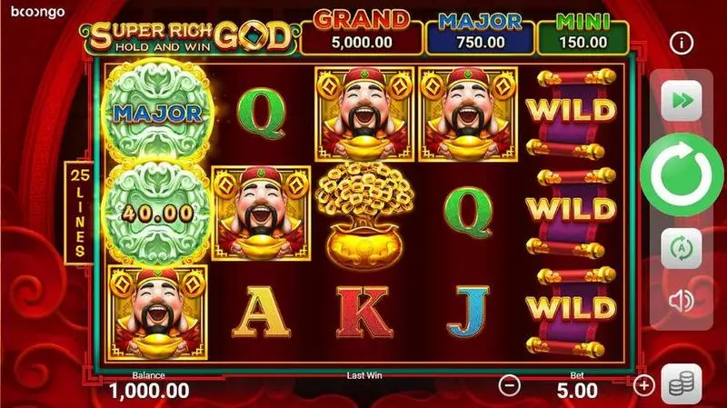 Super Rich God: Hold and Win Fun Slot Game made by Booongo with 5 Reel and 25 Line