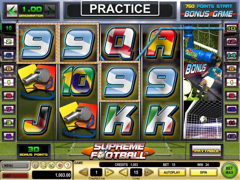 Supreme Football Fun Slot Game made by GTECH with 5 Reel and 15 Line