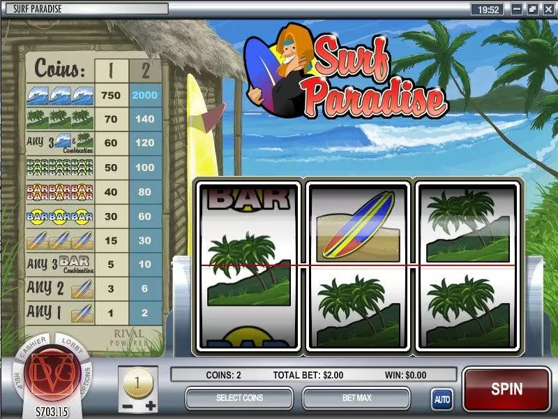 Surf Paradise Fun Slot Game made by Rival with 3 Reel and 1 Line