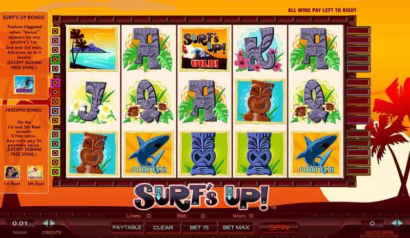 Surf's Up Fun Slot Game made by Amaya with 5 Reel and 15 Line