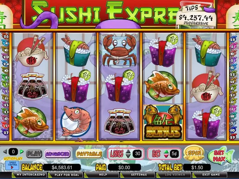 Sushi Express Fun Slot Game made by CryptoLogic with 5 Reel and 30 Line