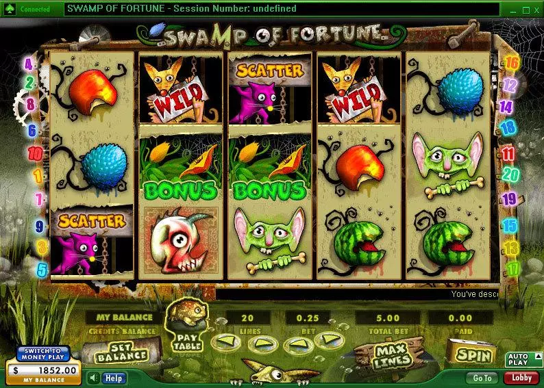 Swamp of Fortune Fun Slot Game made by 888 with 5 Reel and 20 Line