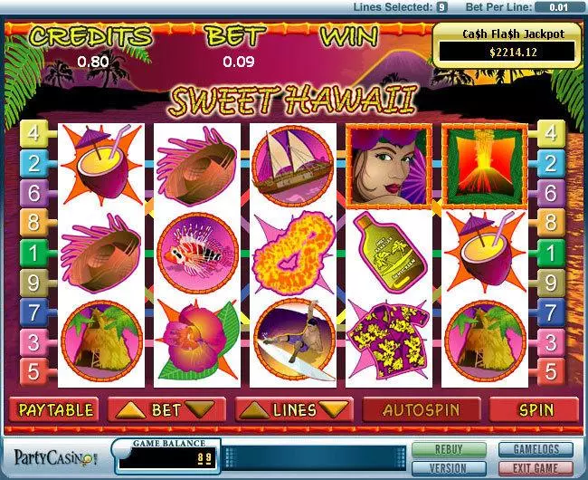 Sweet Hawaii Fun Slot Game made by bwin.party with 5 Reel and 9 Line