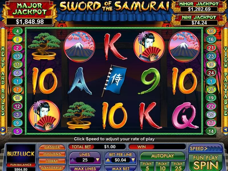 Sword of the Samurai Fun Slot Game made by NuWorks with 5 Reel and 25 Line
