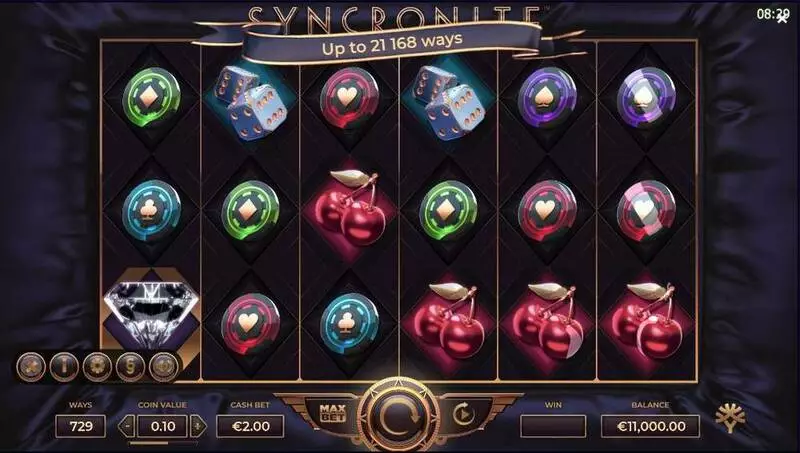Syncronite Fun Slot Game made by Yggdrasil with 6 Reel and 729 Line21168 Way