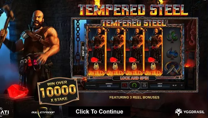 Tempered Steel Fun Slot Game made by Bulletproof Games with 5 Reel and 20 Line