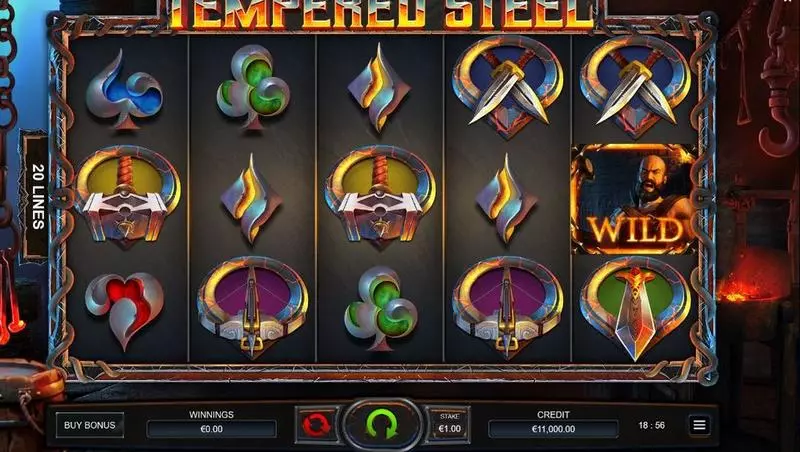 Tempered Steel Fun Slot Game made by Bulletproof Games with 5 Reel and 20 Line