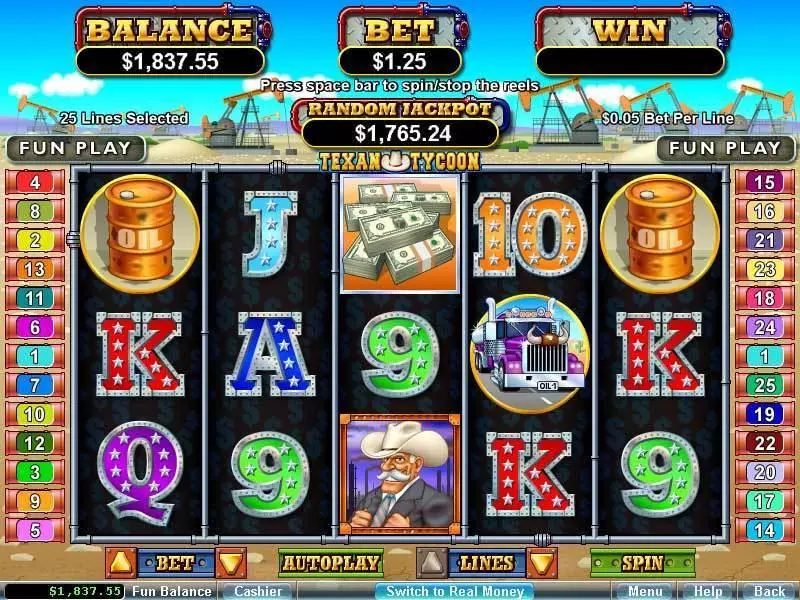 Texan Tycoon Fun Slot Game made by RTG with 5 Reel and 25 Line