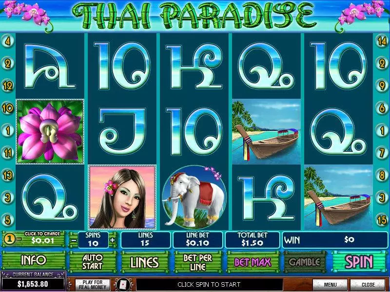 Thai Paradise Fun Slot Game made by PlayTech with 5 Reel and 15 Line