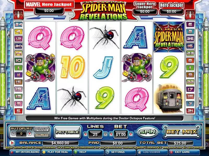 The Amazing Spider-Man Revelations Fun Slot Game made by CryptoLogic with 5 Reel and 25 Line