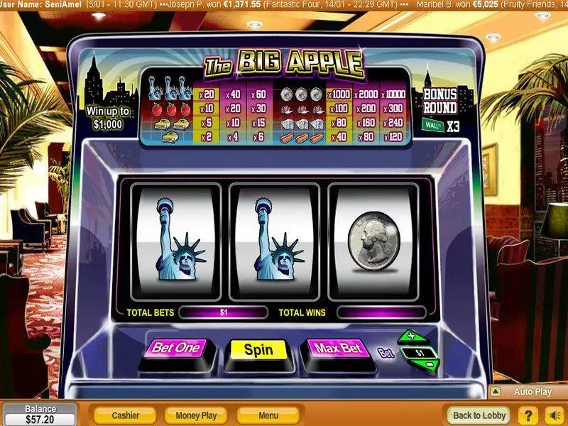 The Big Apple Fun Slot Game made by NeoGames with 3 Reel and 1 Line