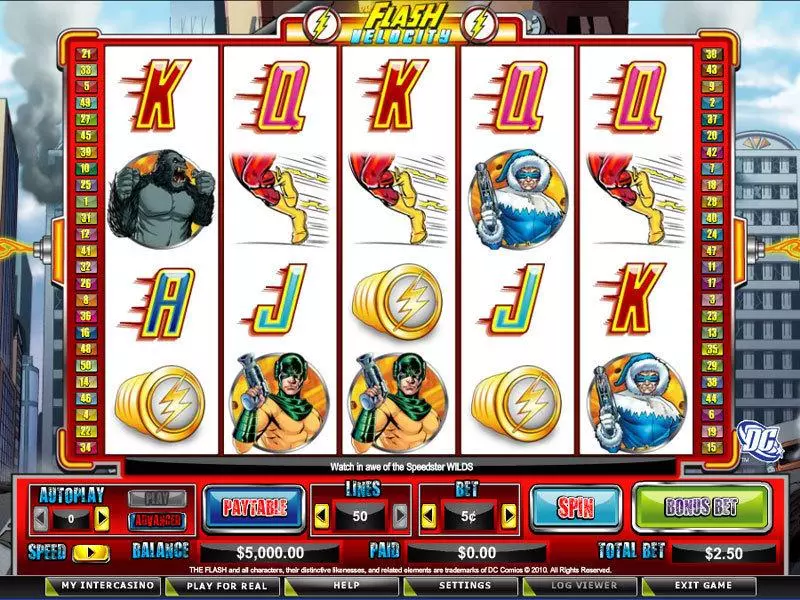 The Flash Velocity Fun Slot Game made by CryptoLogic with 5 Reel and 50 Line