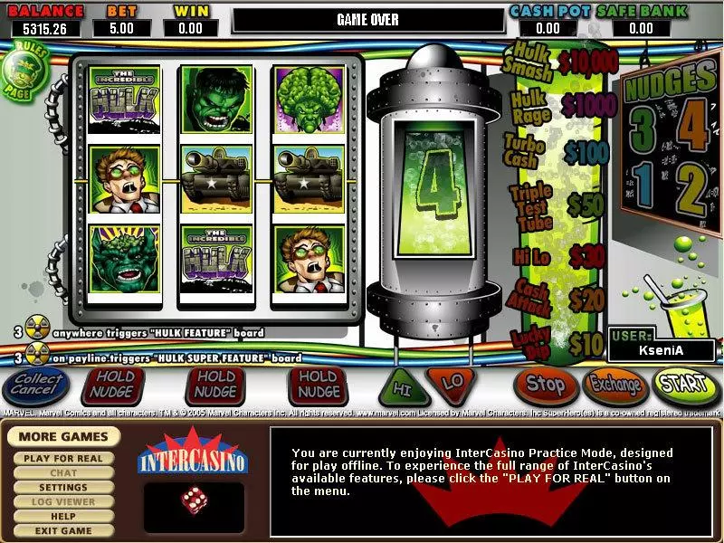 The Hulk Fun Slot Game made by CryptoLogic with 3 Reel and 1 Line