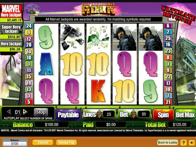 The Hulk Fun Slot Game made by NeoGames with 5 Reel and 25 Line