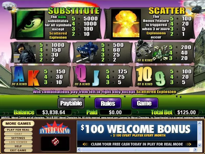 The Incredible Hulk - Ultimate Revenge Fun Slot Game made by CryptoLogic with 5 Reel and 25 Line