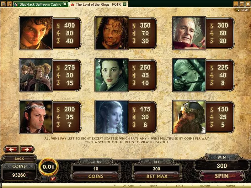The Lord of the Rings - The Fellowship of the Ring Fun Slot Game made by Microgaming with 5 Reel and 243 Line
