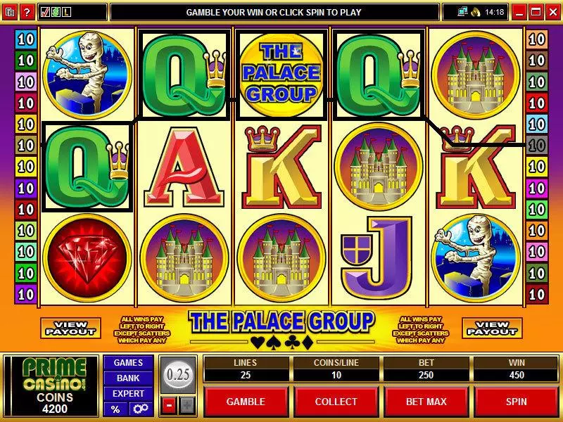 The Palace Group Fun Slot Game made by Microgaming with 5 Reel and 25 Line