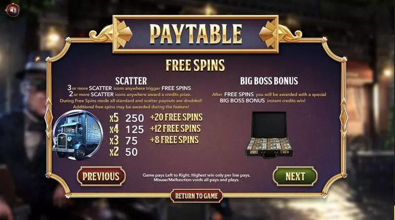 The Slotfather Part ll Fun Slot Game made by BetSoft with 5 Reel and 243 Line