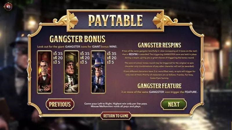 The Slotfather Part ll Fun Slot Game made by BetSoft with 5 Reel and 243 Line