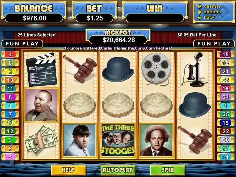 The Three Stooges Fun Slot Game made by RTG with 5 Reel and 25 Line