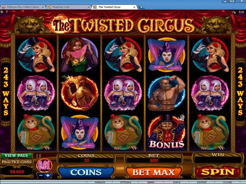 The Twisted Circus Fun Slot Game made by Microgaming with 5 Reel and 243 Line