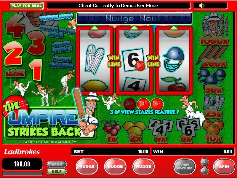 The Umpire Strikes Back Fun Slot Game made by Microgaming with 3 Reel and 1 Line