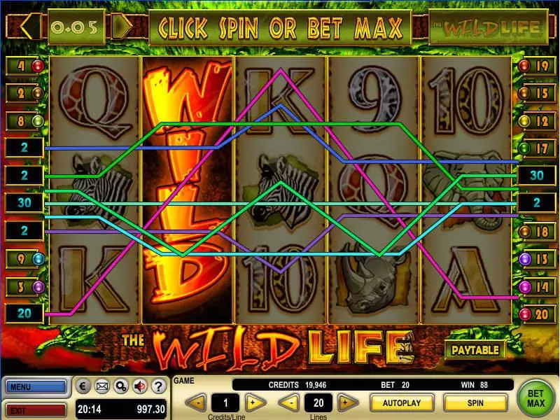 The Wild Life Fun Slot Game made by GTECH with 5 Reel and 20 Line