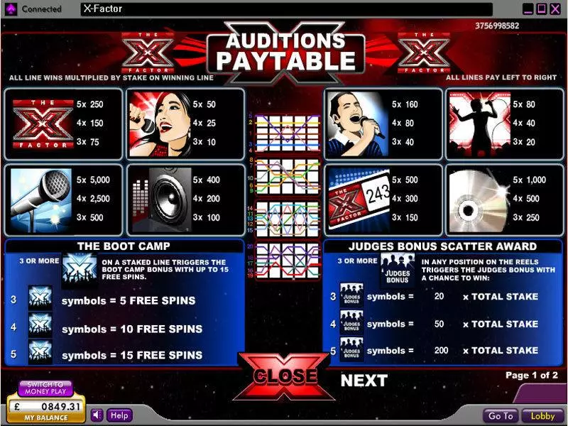 The X Factor Fun Slot Game made by 888 with 5 Reel and 20 Line
