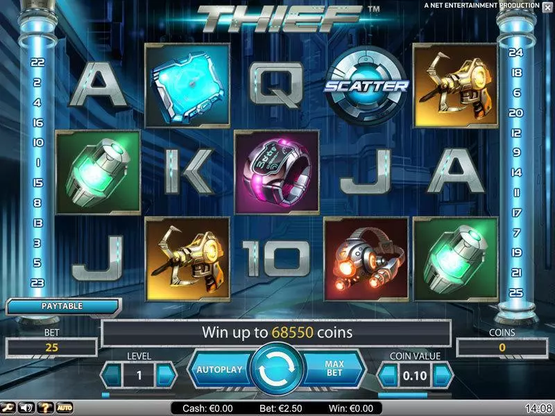 Thief Fun Slot Game made by NetEnt with 5 Reel and 25 Line