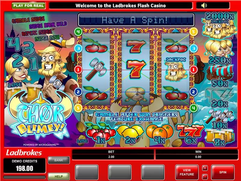Thor Blimey Fun Slot Game made by Microgaming with 3 Reel and 5 Line