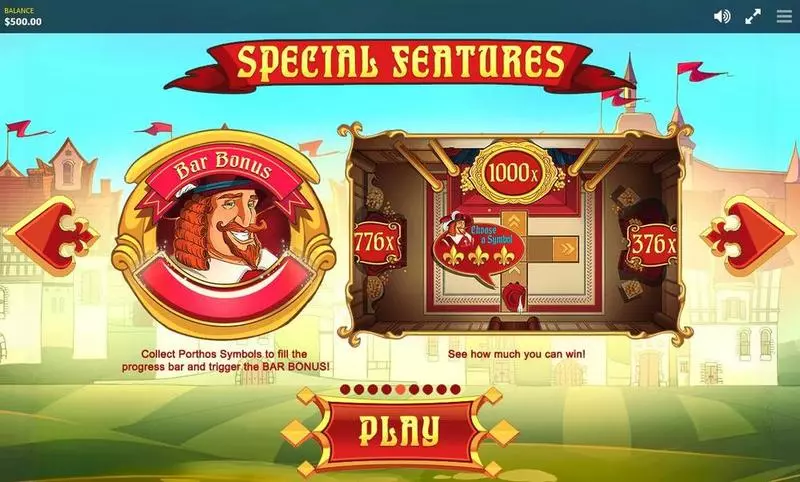 Three Musketeers Fun Slot Game made by Red Tiger Gaming with 5 Reel and 40 Line
