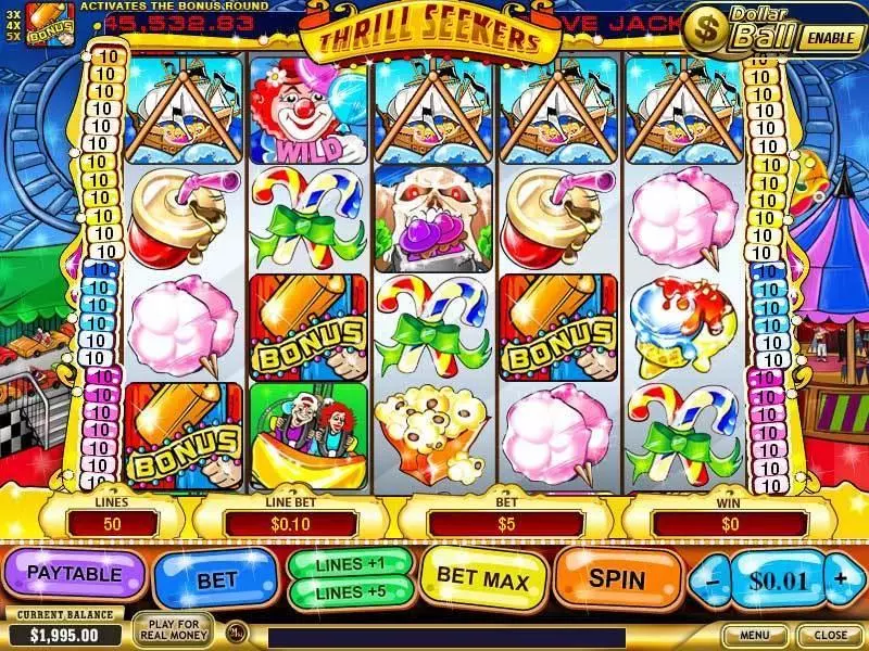 Thrill Seekers Fun Slot Game made by PlayTech with 5 Reel and 50 Line