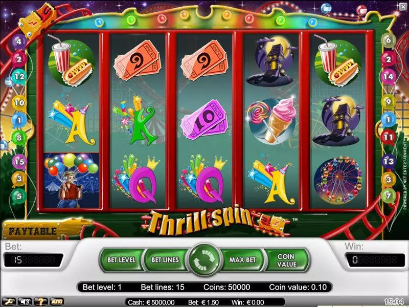 Thrill Spin Fun Slot Game made by NetEnt with 5 Reel and 15 Line