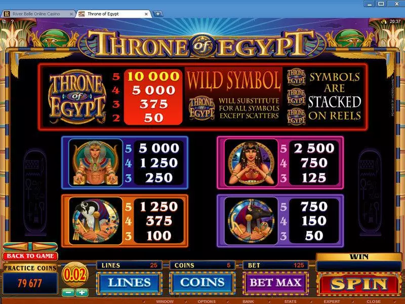 Throne of Egypt Fun Slot Game made by Microgaming with 5 Reel and 25 Line