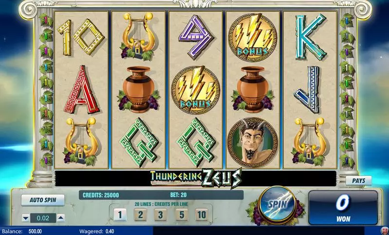 Thundering Zeus Fun Slot Game made by Amaya with 5 Reel and 20 Line