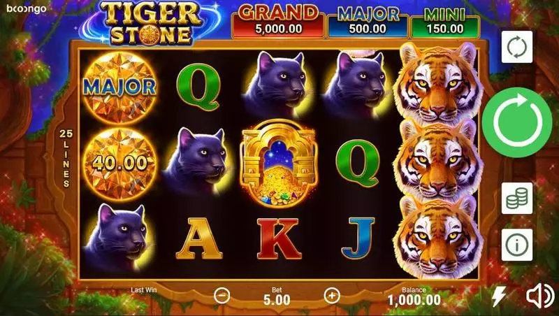 Tiger Stone Fun Slot Game made by Booongo with 5 Reel and 25 Line
