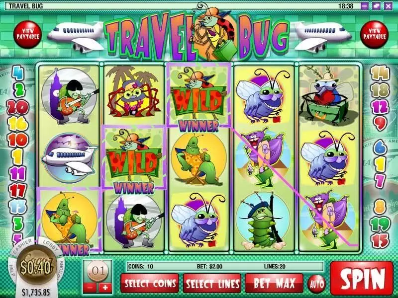 Travel Bug Fun Slot Game made by Rival with 5 Reel and 20 Line