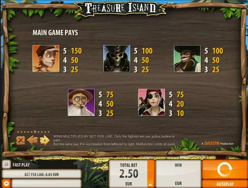 Treasure Island Fun Slot Game made by Quickspin with 5 Reel and 40 Line