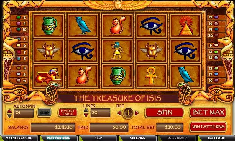Treasure of Isis Fun Slot Game made by CryptoLogic with 5 Reel and 20 Line